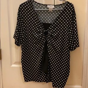 Black white polka dot surpluses top
